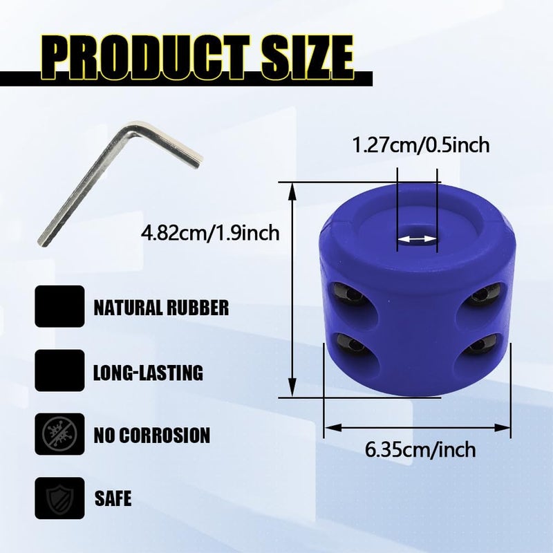 DWARFOO Rubber Winch Stopper, Winch Cable Hook Stopper, Silicone Rubber Stopper Protects Synthetic Winch Rope, Car Accessories Winch Rope Bump Shock Saver Dampener Absorbent Stopper (Blue/Black) - Image 2